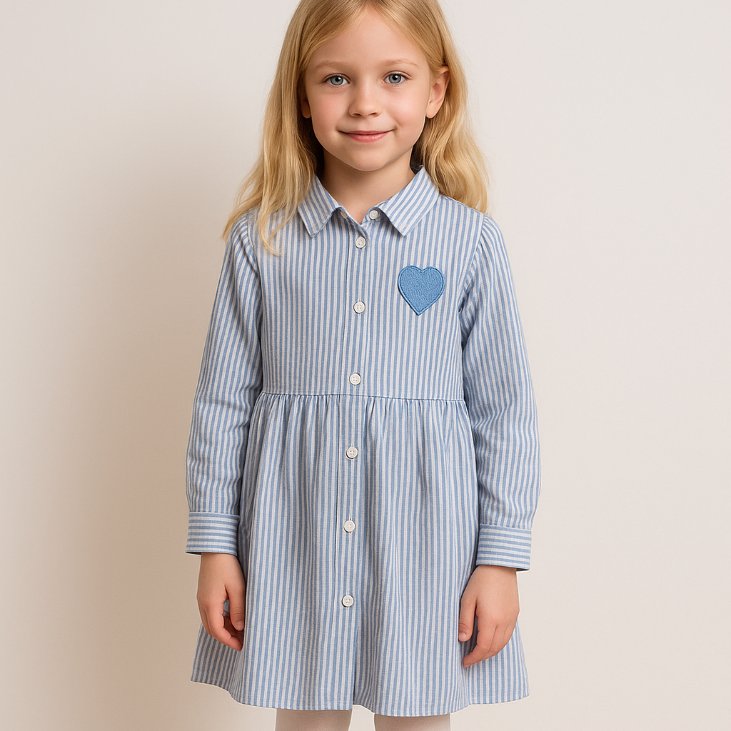 Robe chemise cœur rayée