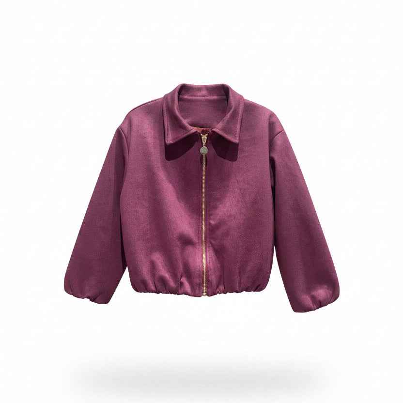 Veste fille prune effet feutrine Nolya