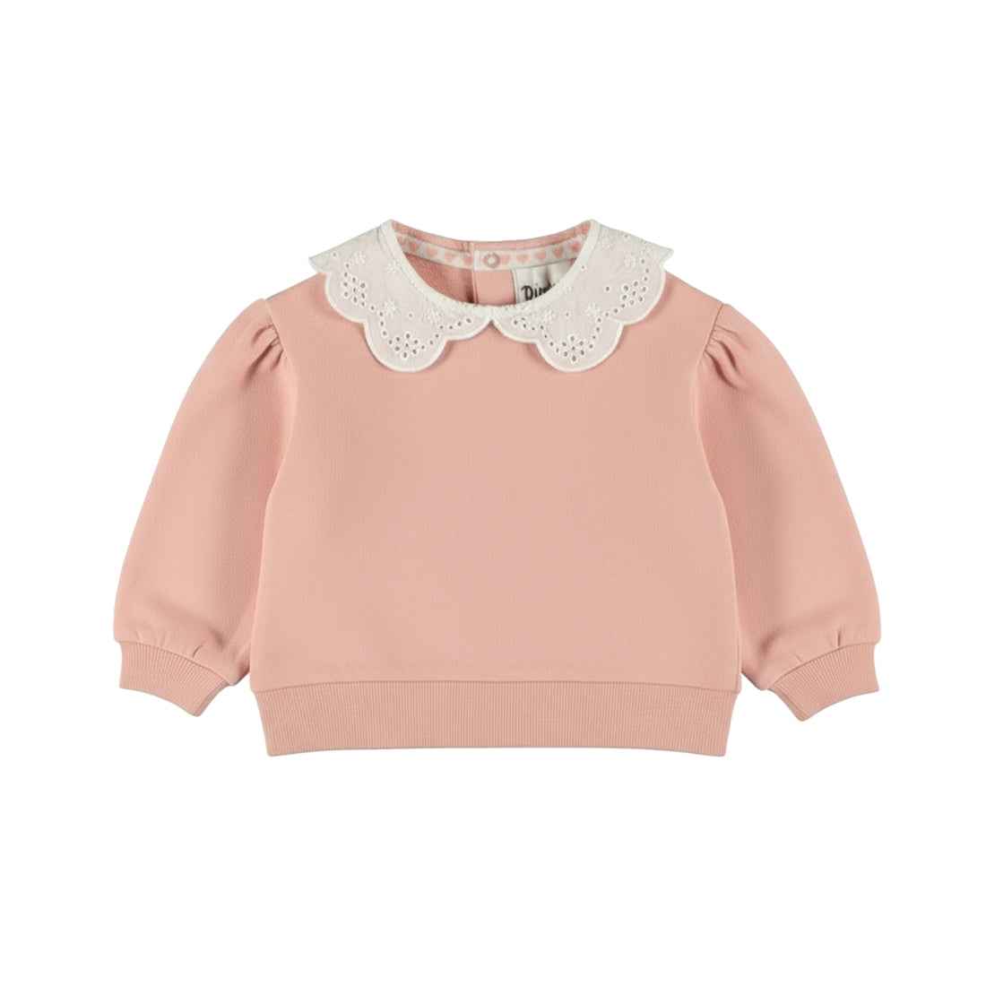 Sweat bébé fille rose poudré col brodé Isaline