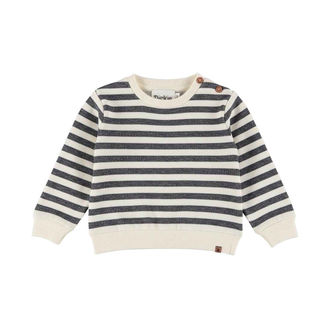 Sweat marinière bébé garçon écru et gris Naëlio