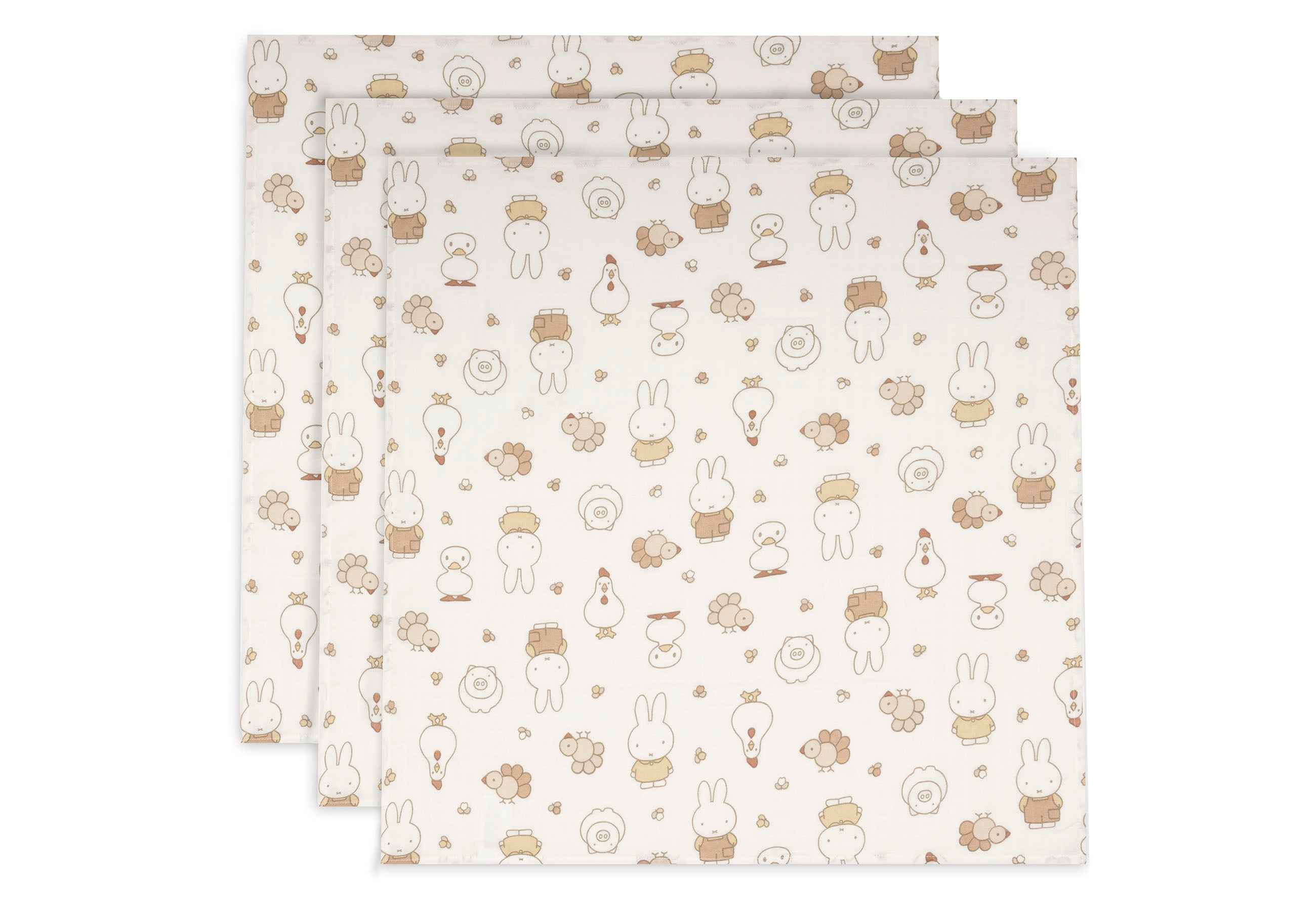 Lange Gaze de Coton 70x70cm - Miffy Family Farm - 3 Unités
