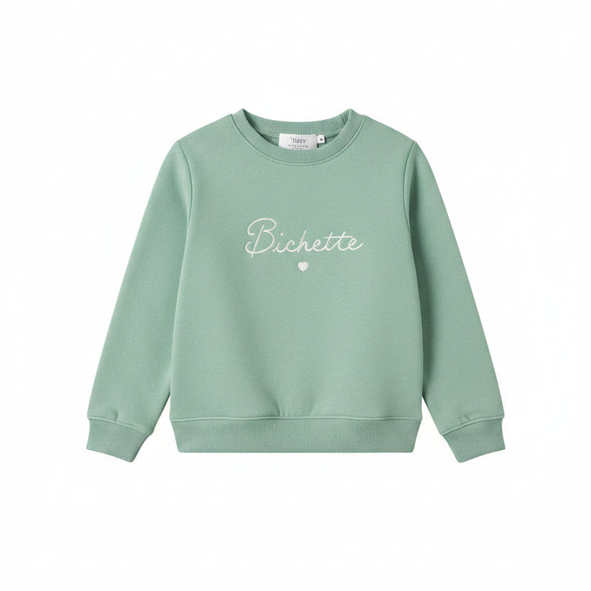 Sweat fille vert sauge Bichette Solveig