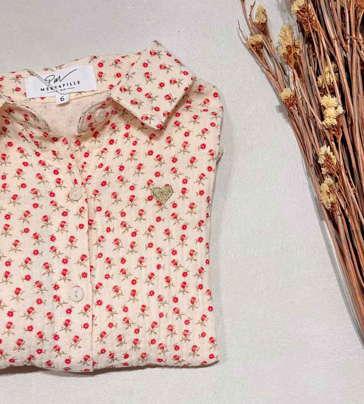 Chemise en gaze de coton fleurie