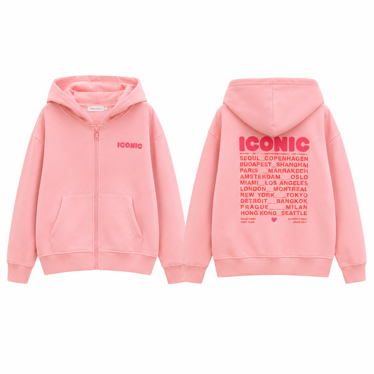 Veste sweat fille rose Lison à capuche