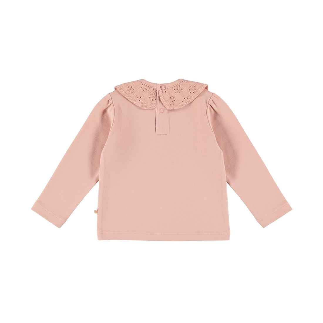 Tee-shirt bébé fille rose poudré col brodé Isaline