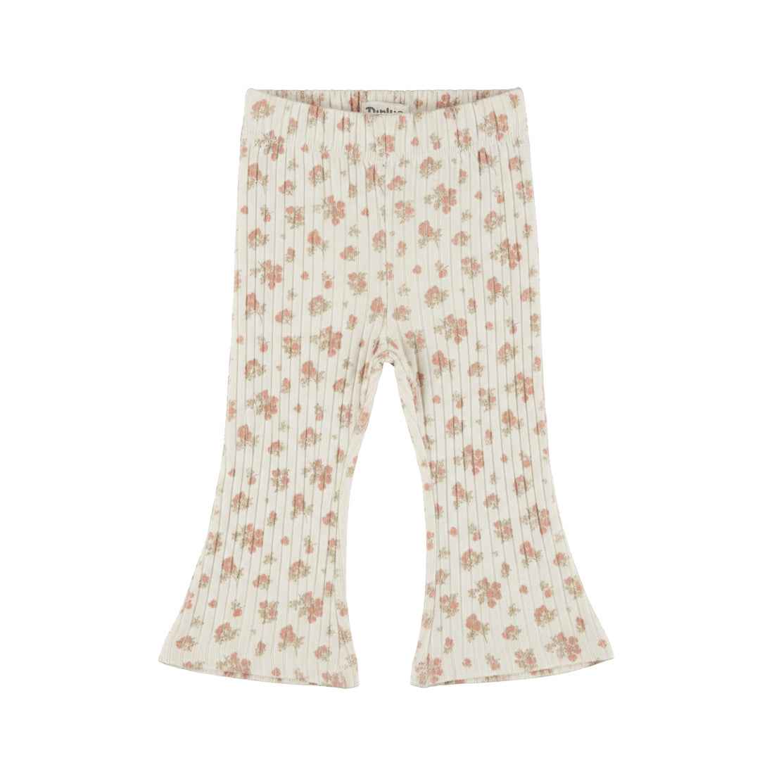 Pantalon flare bébé fille fleuri écru Maëline