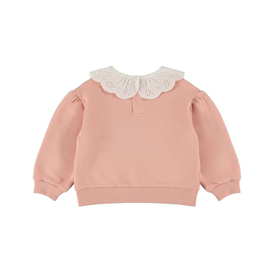 Sweat bébé fille rose poudré col brodé Isaline