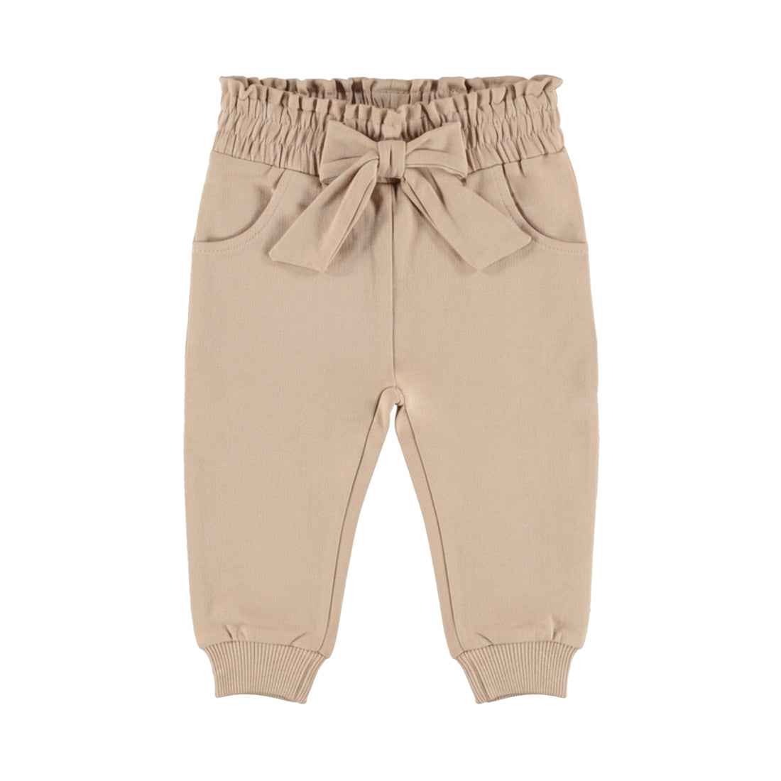 Pantalon jogging bébé fille beige à nœud Nolwenn
