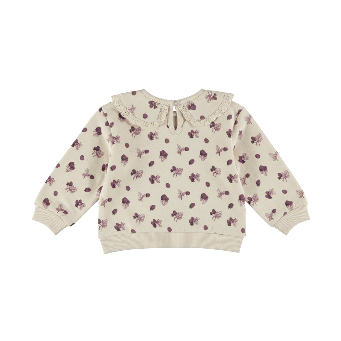 Sweat bébé fille écru fleuri col Claudine Éléonore