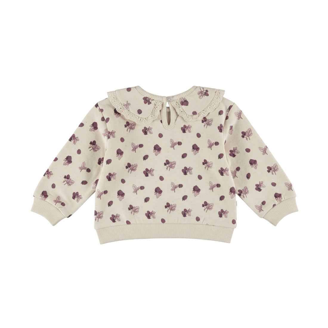 Sweat bébé fille écru fleuri col Claudine Éléonore
