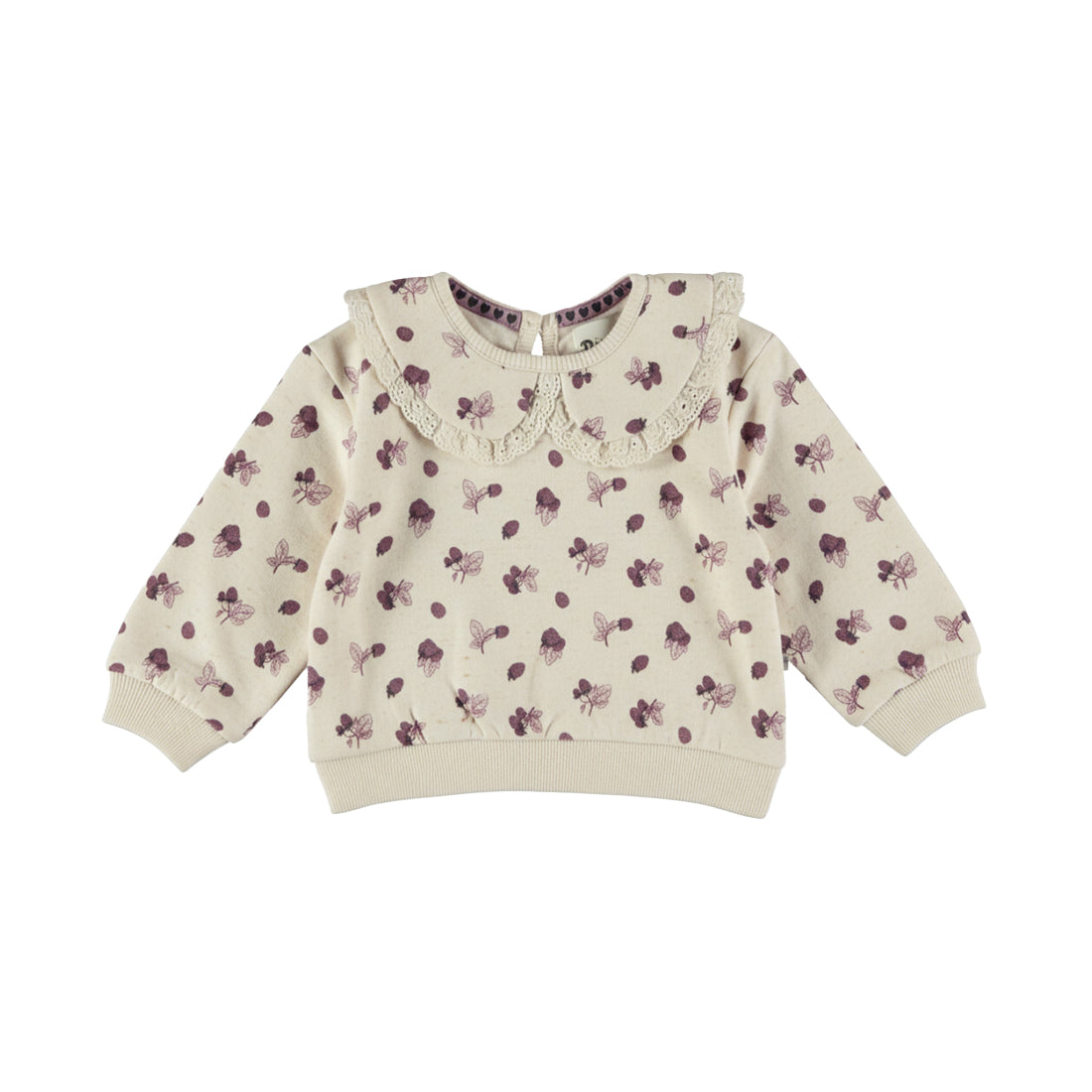 Sweat bébé fille écru fleuri col Claudine Éléonore