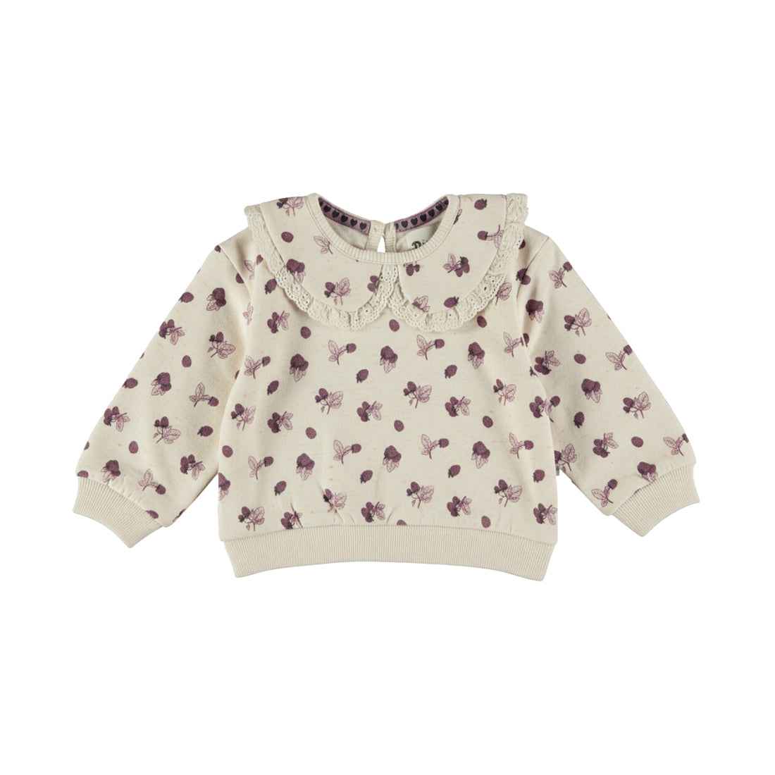 Sweat bébé fille écru fleuri col Claudine Éléonore