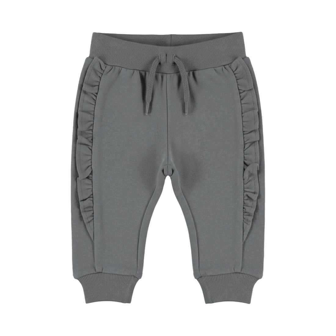 Pantalon jogging bébé fille gris à volants Isaline