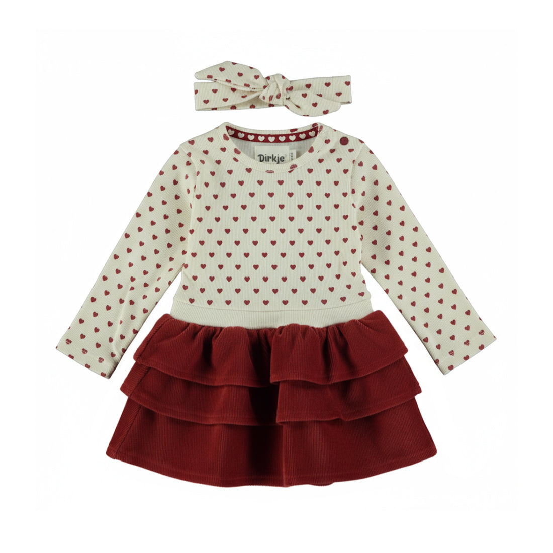 Robe bébé fille cœurs bordeaux avec bandeau Soléane