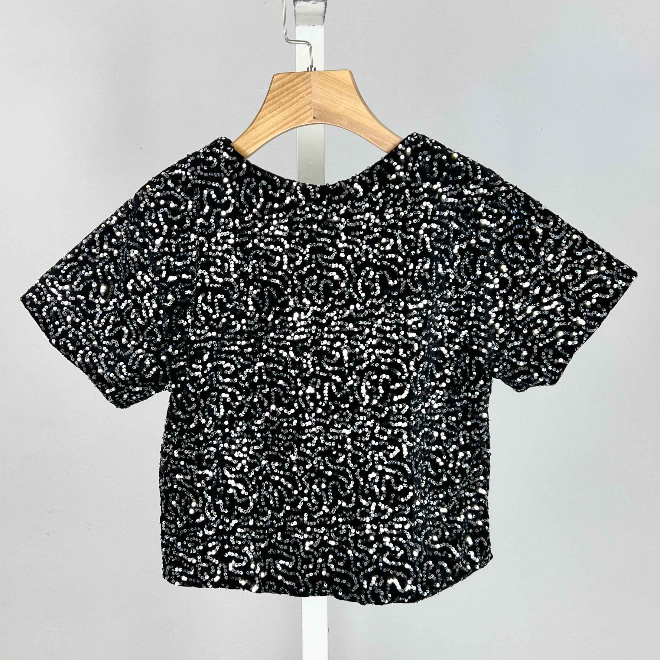 Haut fille sequins noir