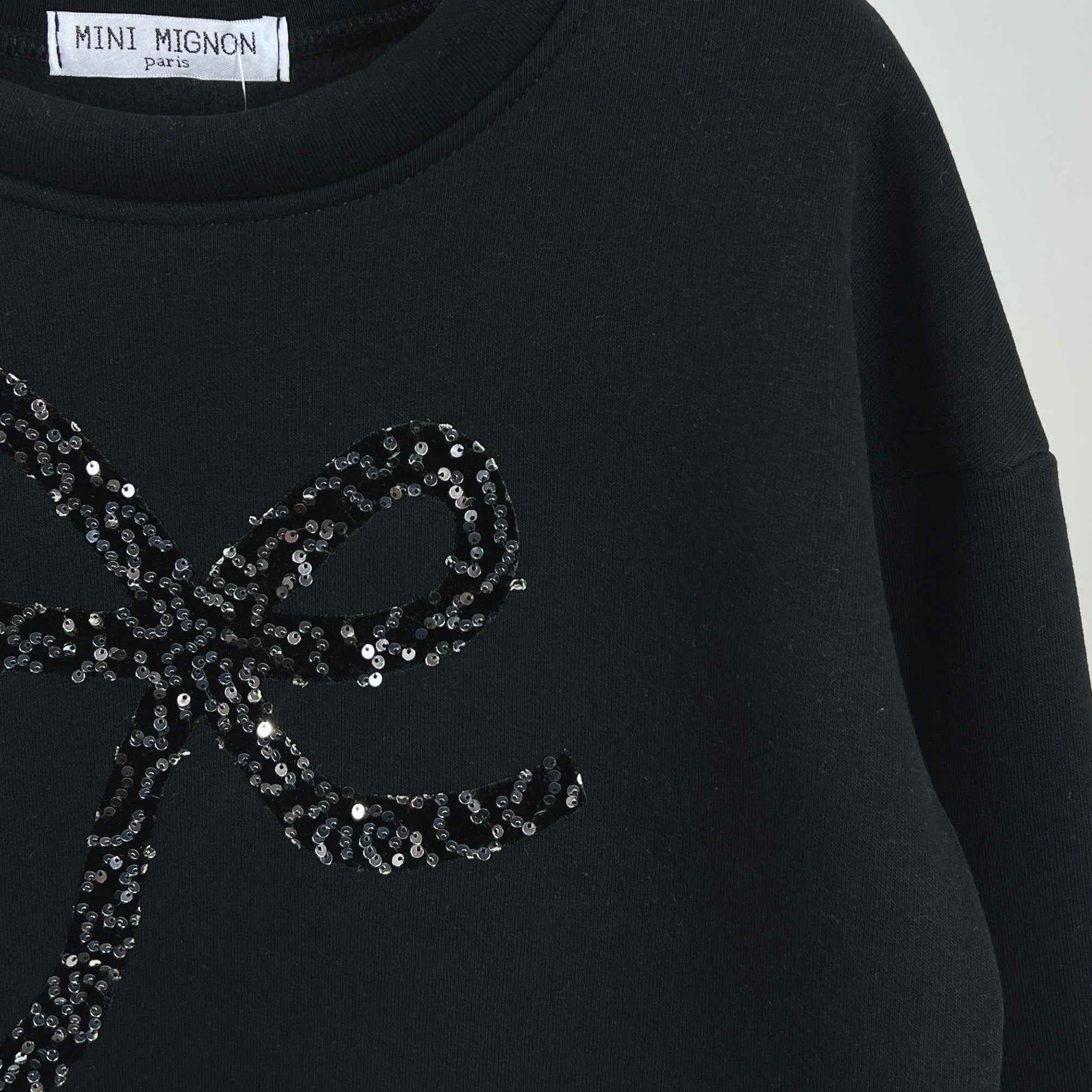 Sweat fille noir à sequins