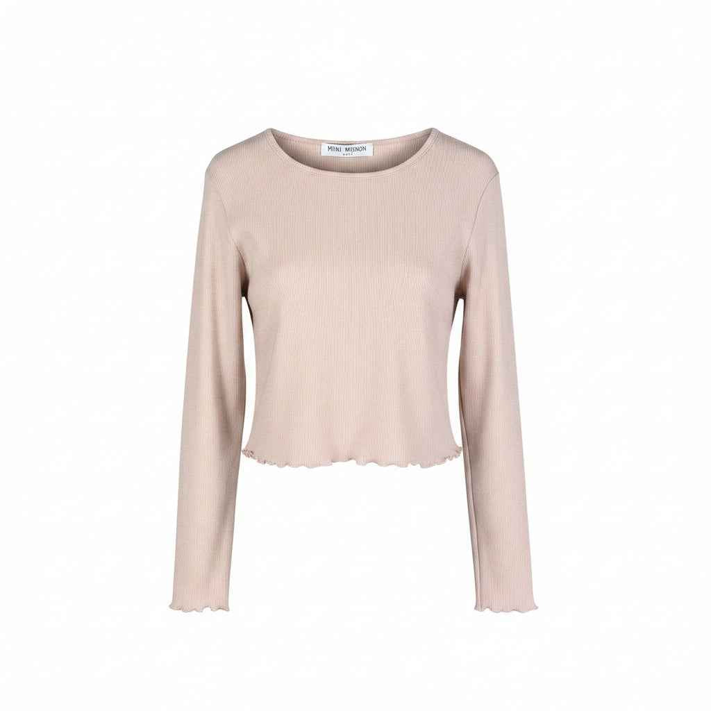 T-shirt côtelé Emma – Beige poudré
