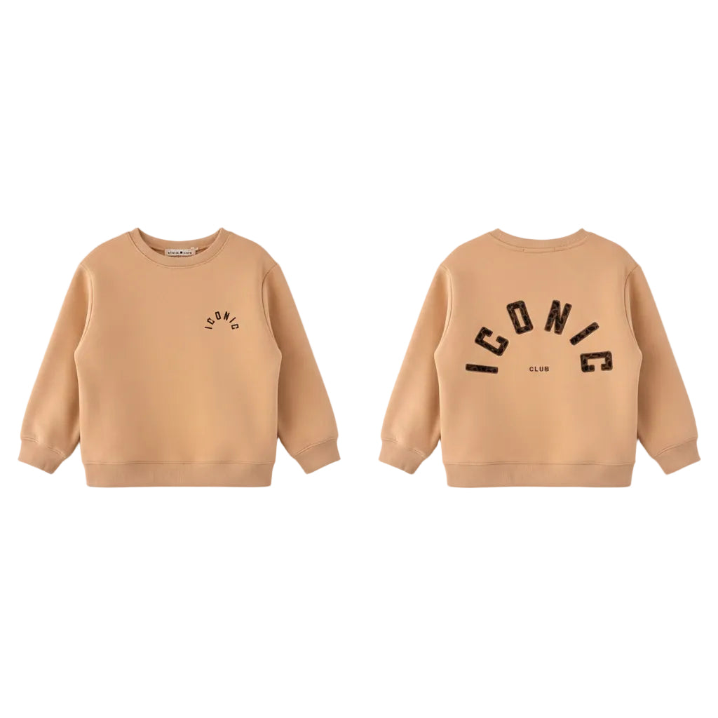 Sweat fille beige léopard Iconic Club Zélie