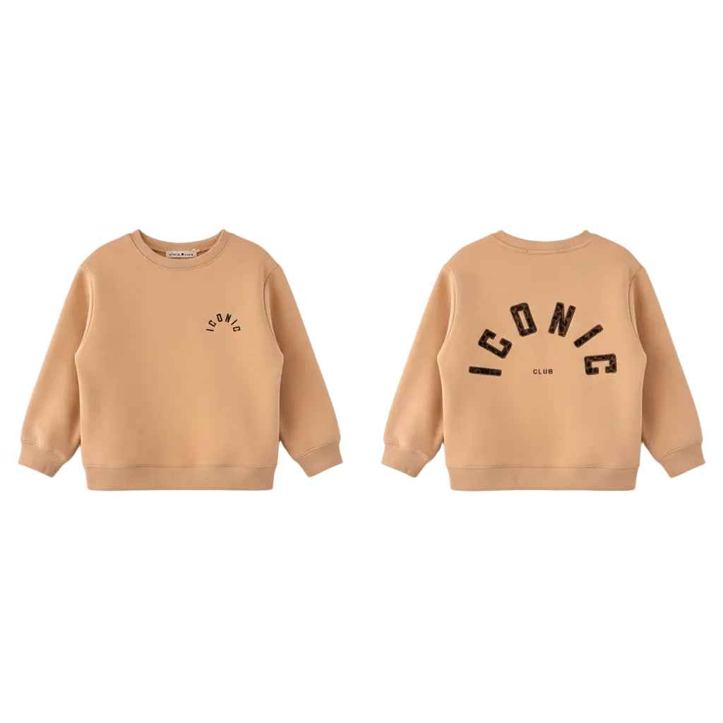 Sweat fille beige léopard Iconic Club Zélie