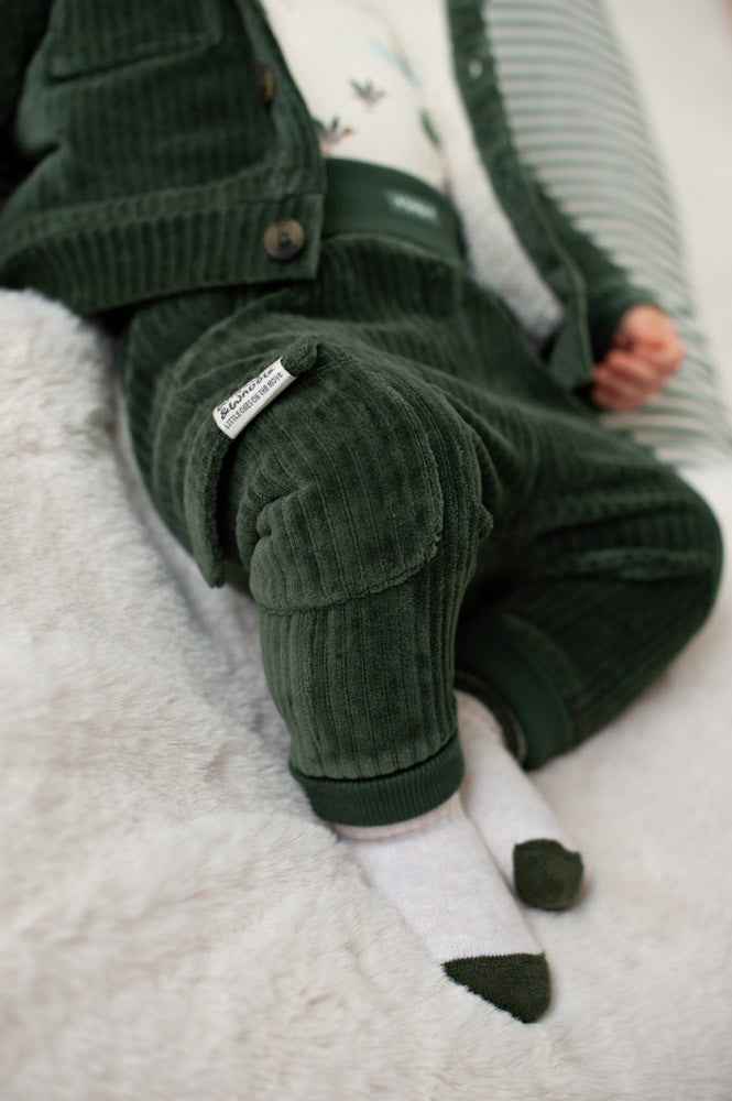 Pantalon cargo bébé garçon velours côtelé vert Nélio