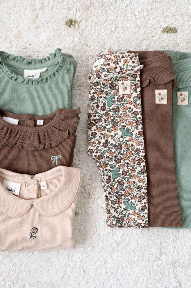 Legging bébé fille chocolat à volant Ophéline