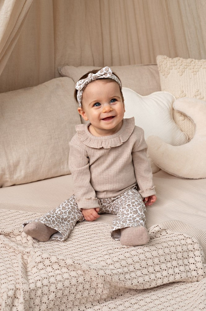 Pantalon flare fille léopard beige Ombeline