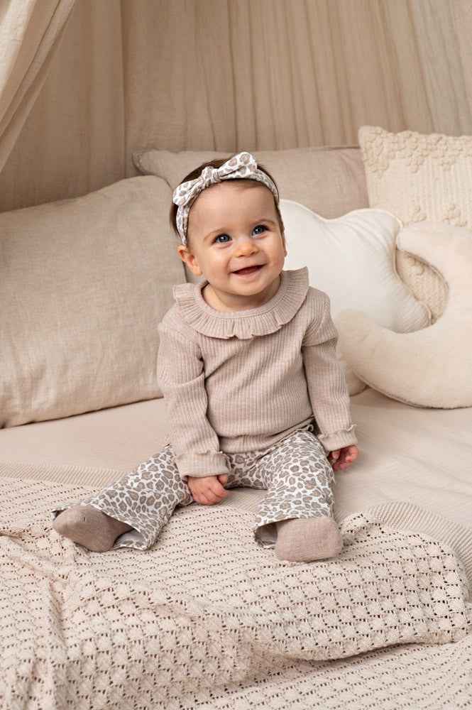 Pantalon flare fille léopard beige Ombeline