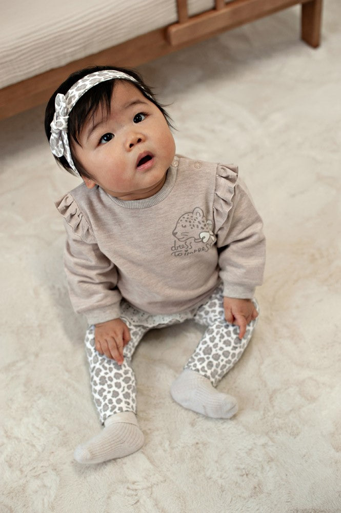 Pantalon bébé fille léopard beige Alméa