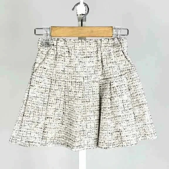 Jupe plissée effet tweed
