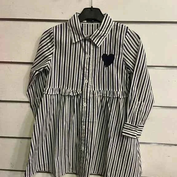 Robe chemise cœur rayée