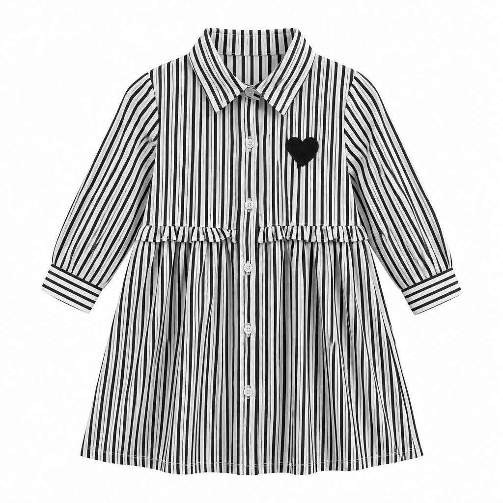 Robe chemise cœur rayée