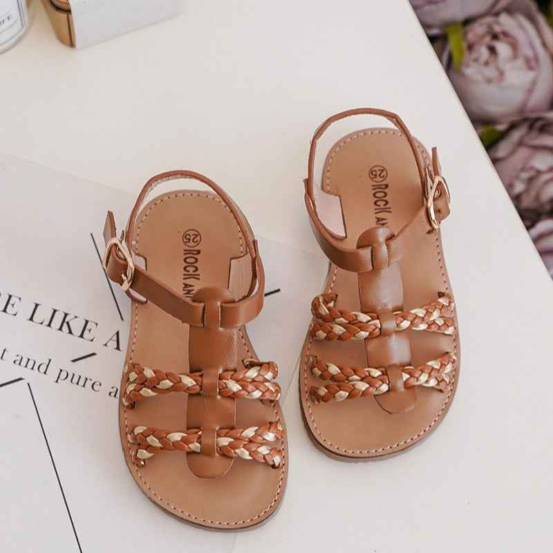 Sandalette camel et or