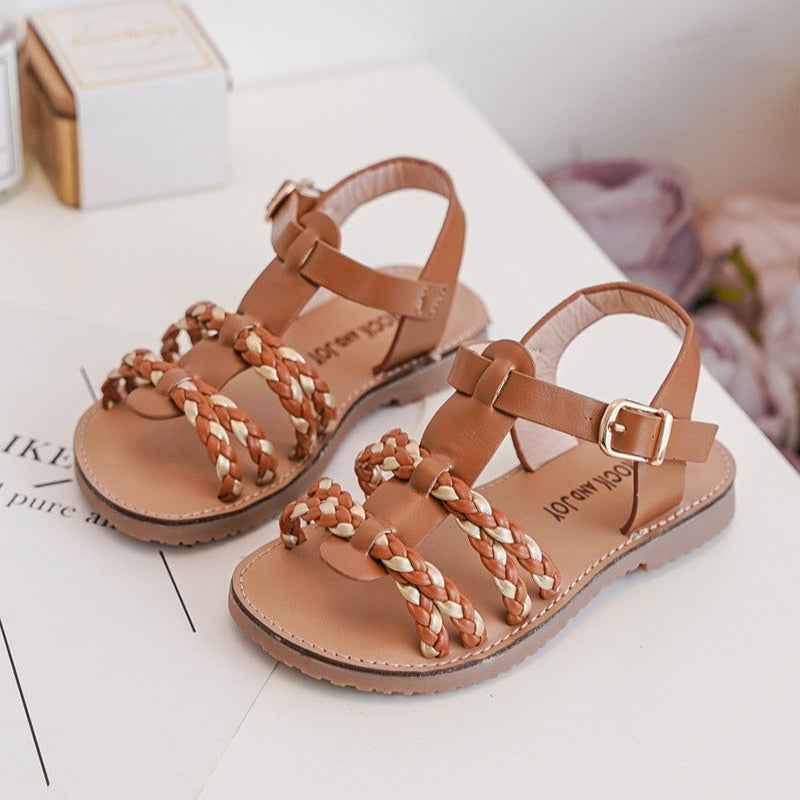 Sandalette camel et or