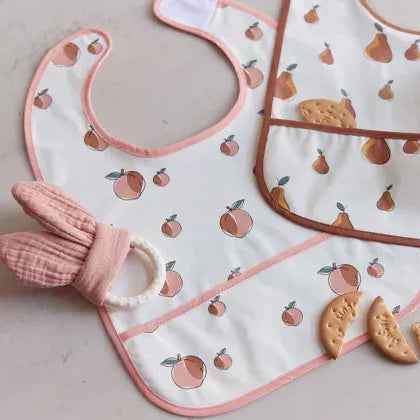 Bavoir peach or pear X2