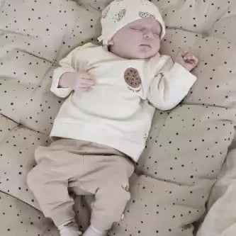 Bonnet cookie naissance chiné