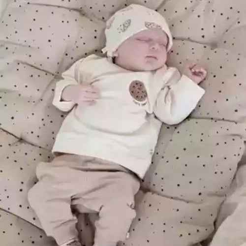 Bonnet cookie naissance chiné