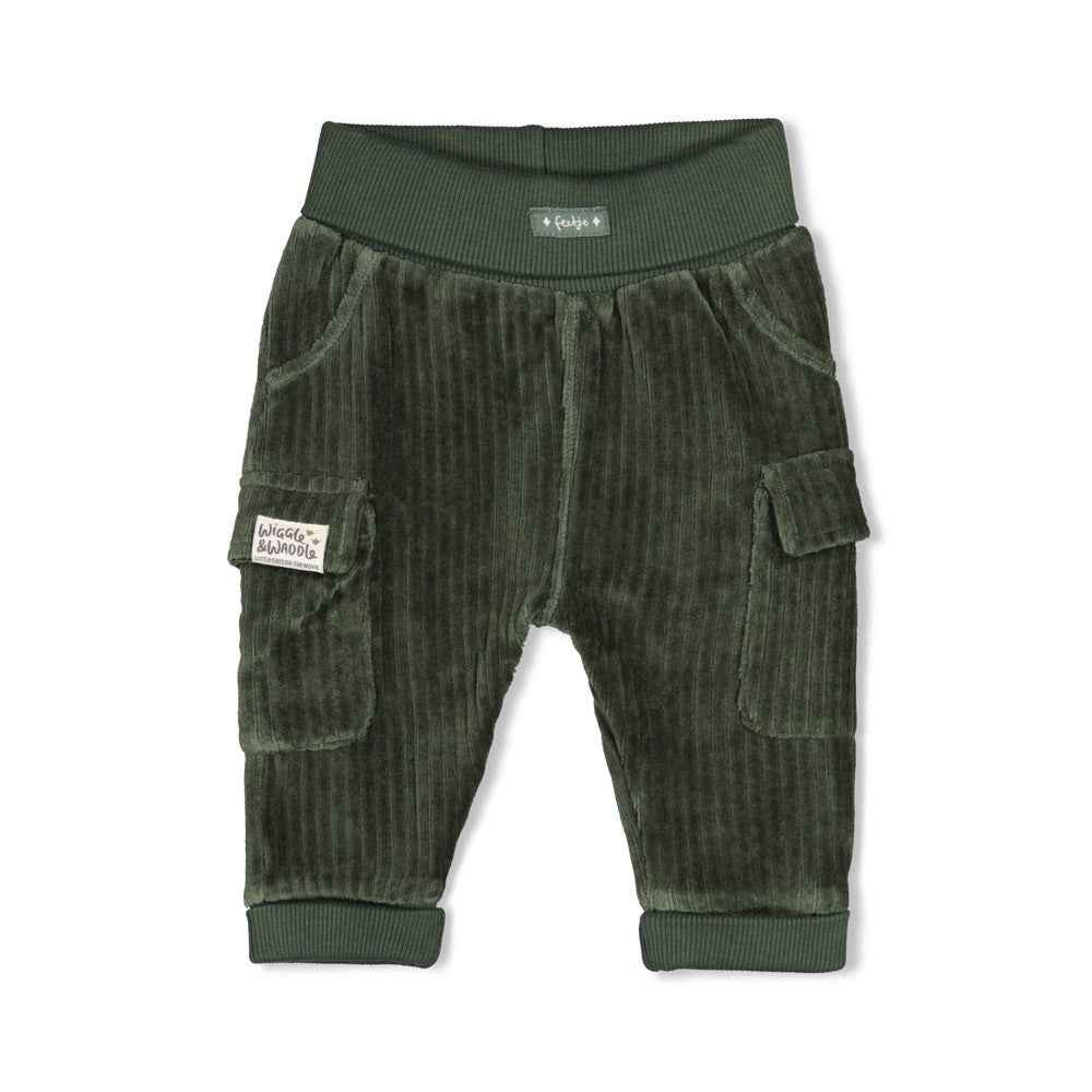 Pantalon cargo bébé garçon velours côtelé vert Nélio