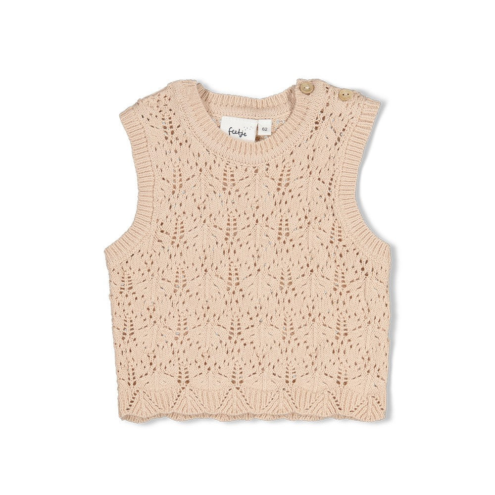 Pull sans manches bébé fille maille ajourée Azélie