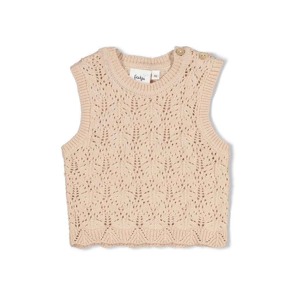 Pull sans manches bébé fille maille ajourée Azélie