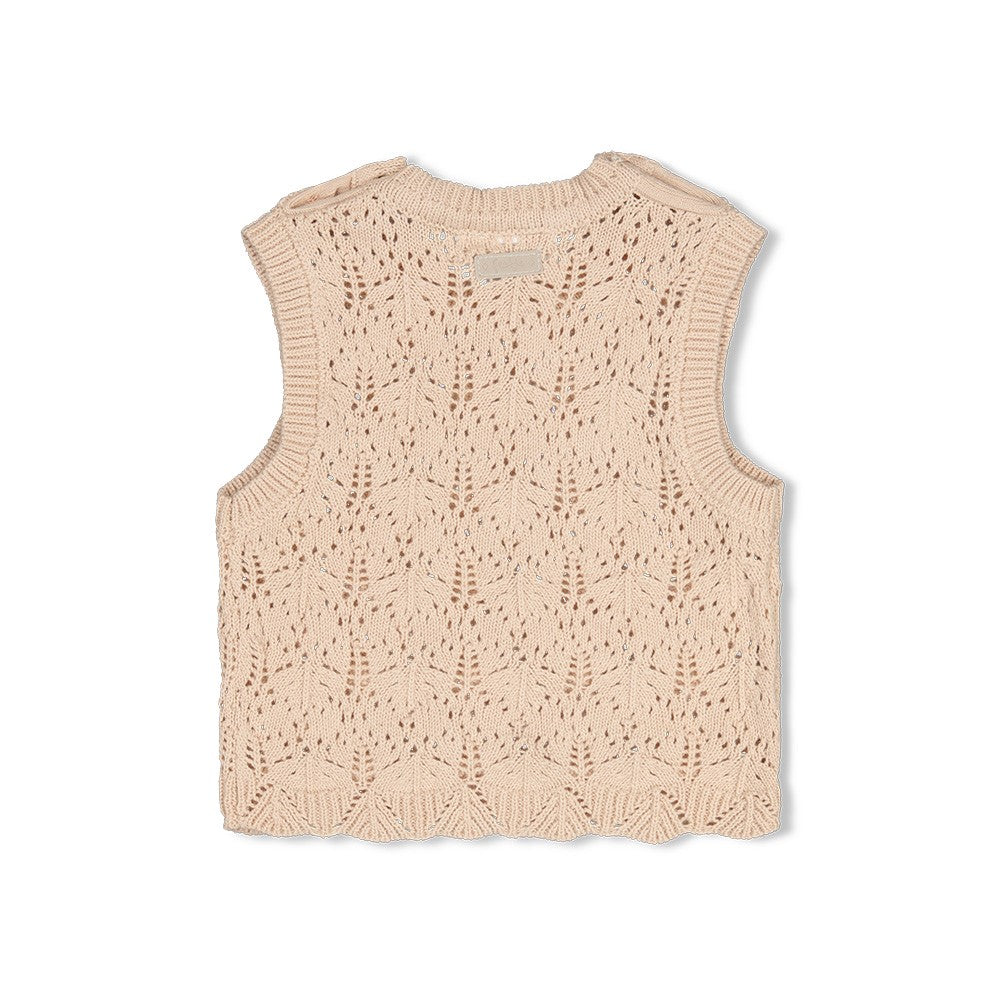 Pull sans manches bébé fille maille ajourée Azélie