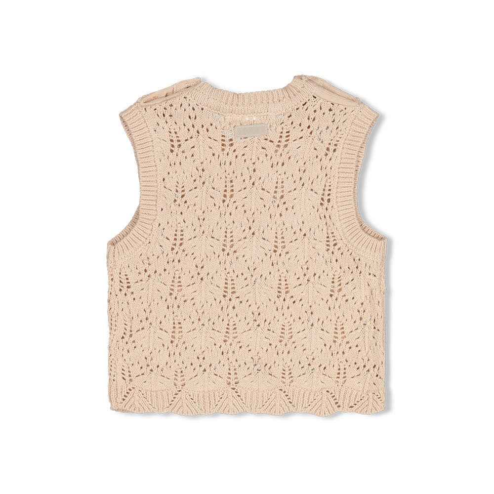 Pull sans manches bébé fille maille ajourée Azélie