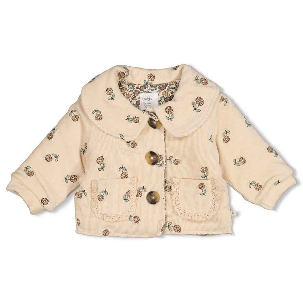 Veste bébé fille velours côtelé fleuri Oriane