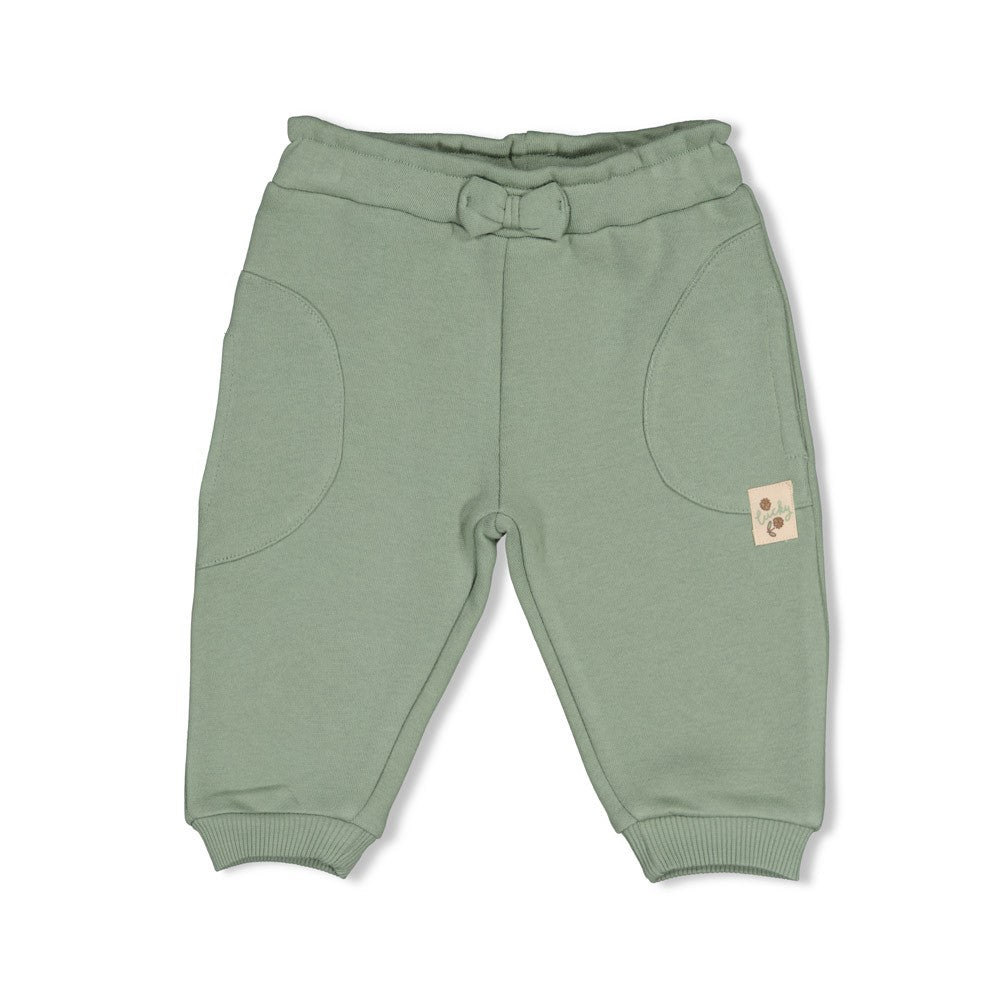 Pantalon bébé fille vert sauge à nœud Nohélie