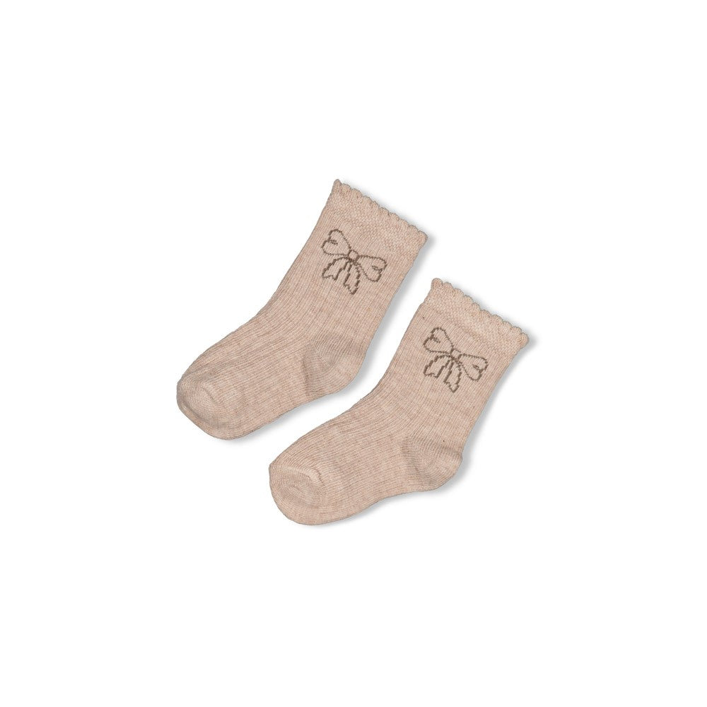 Chaussettes bébé fille beige à nœuds Éline