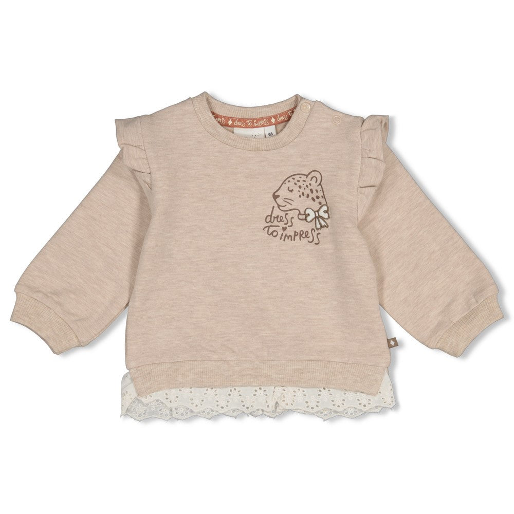 Sweat bébé fille beige à volants Thélia