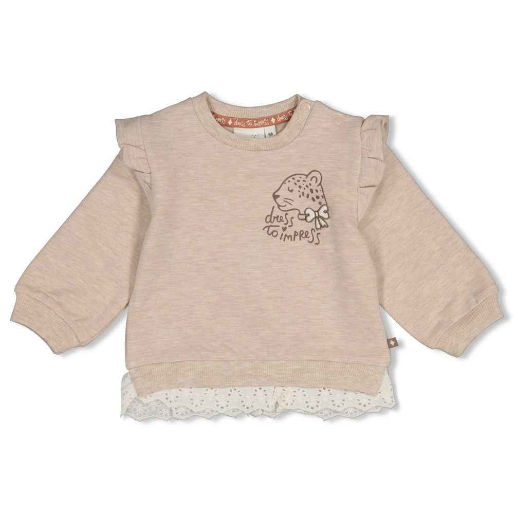 Sweat bébé fille beige à volants Thélia