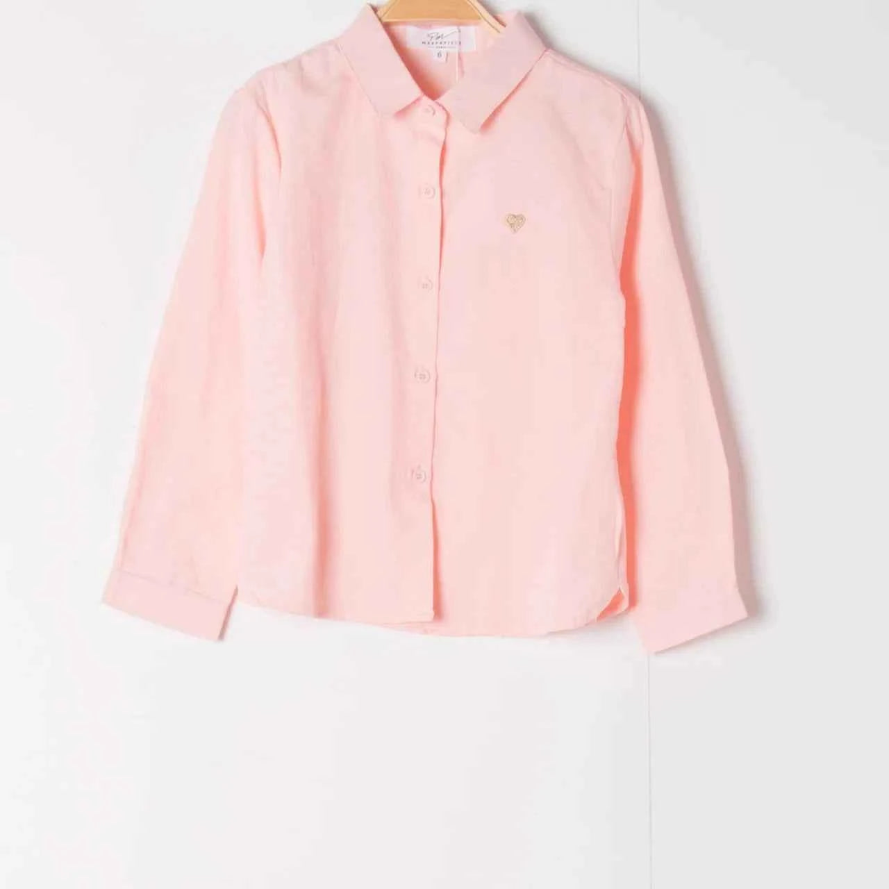 Chemise uni cœur doré