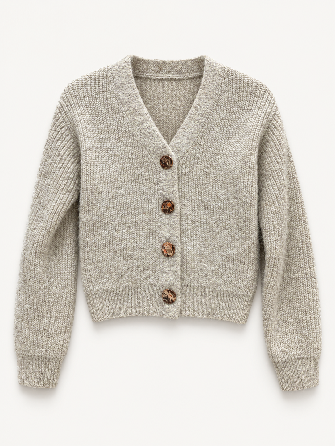 Gilet fille Isélya écru en maille – boutons effet écaille
