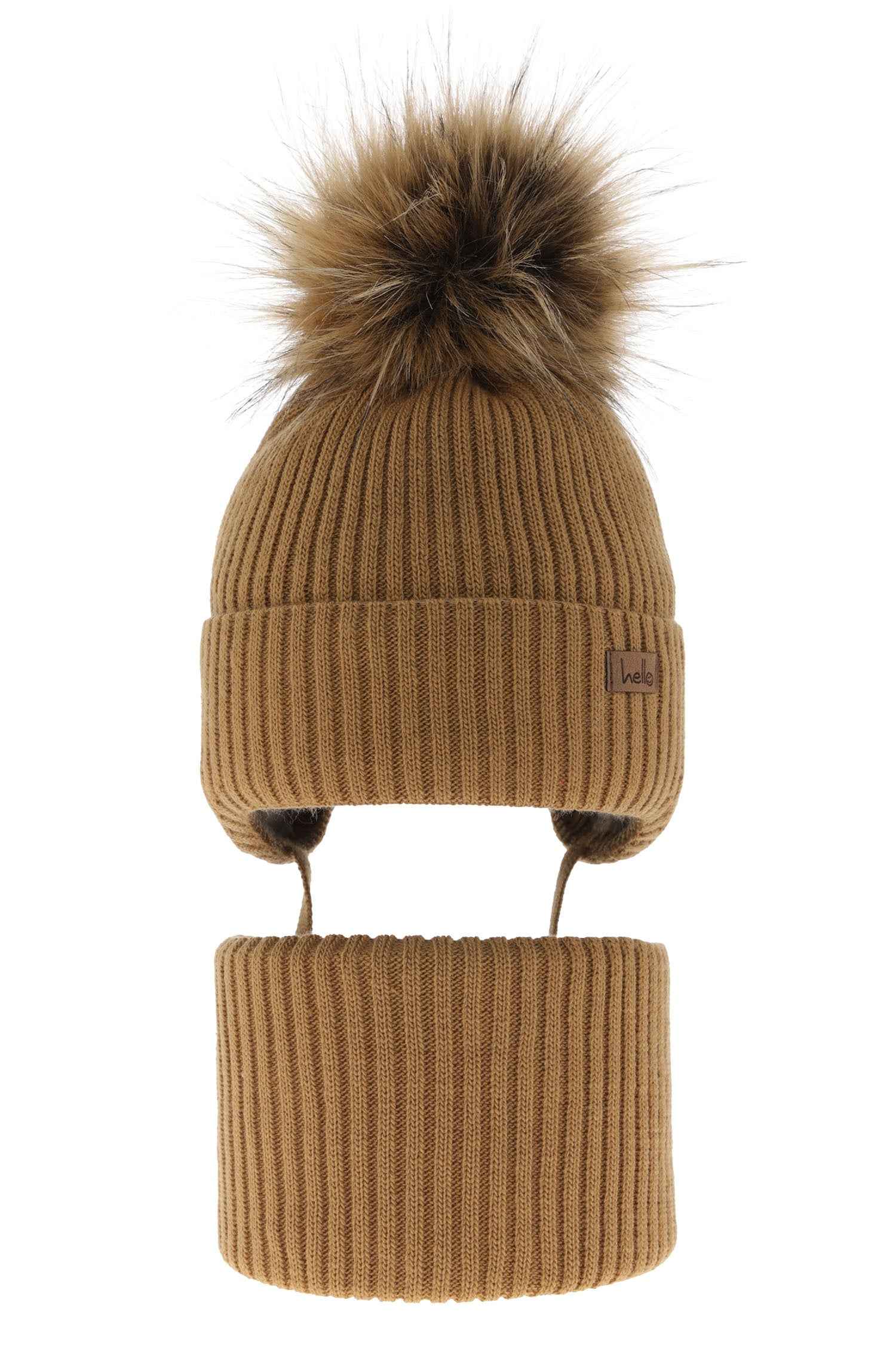 Ensemble bonnet et snood avec pompon garçon