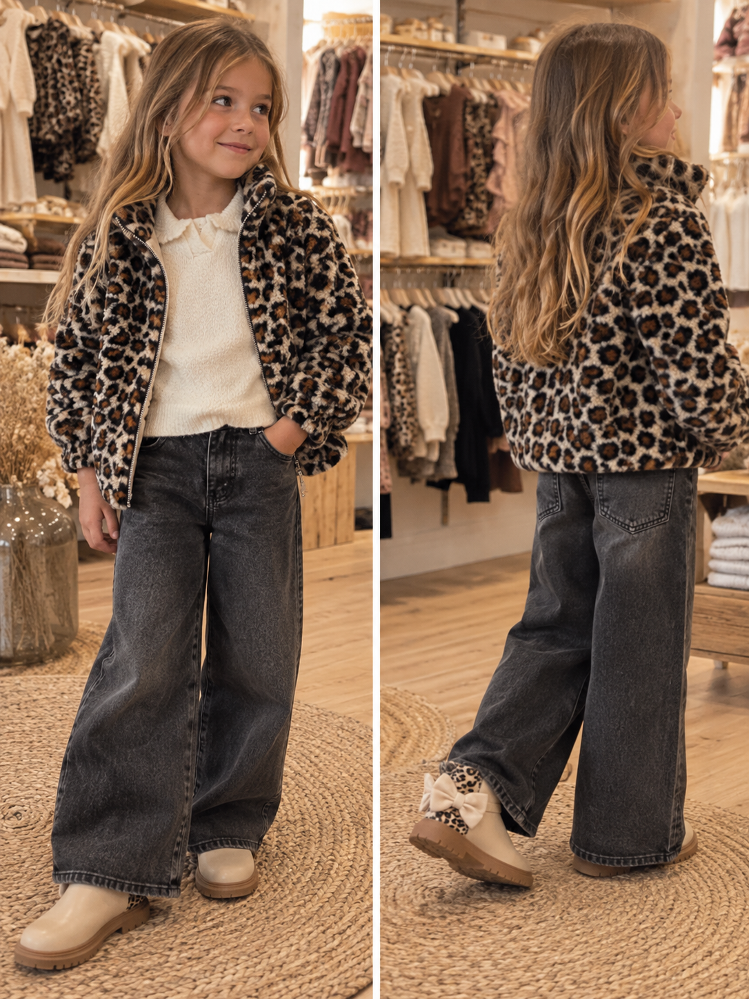 Veste Théoline – Teddy léopard fille